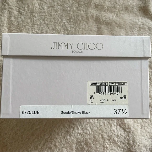 JIMMY CHOO 072CLUE Suede/Snake Black Heels Size 7.5 - Picture 6 of 7